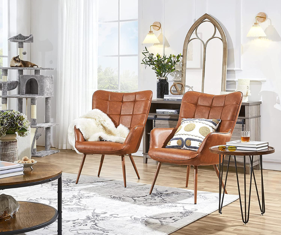 Leather accent chairs
